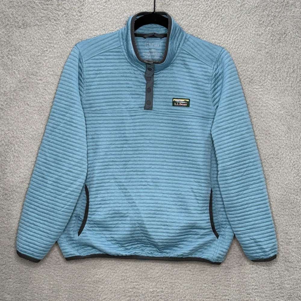 LL Bean Airlight Knit Pullover Jacket Women's Large Petite 1/4 Snap Sweatshirt